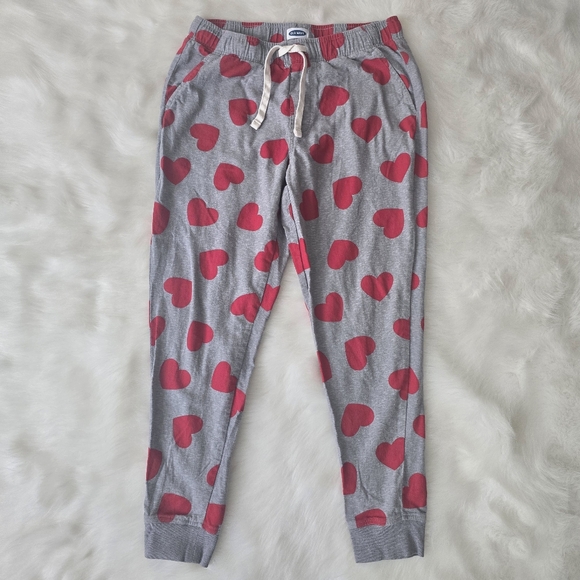 Old Navy Other - Old Navy Womens Heart Print Flannel Jogger Pajama Gray Medium
